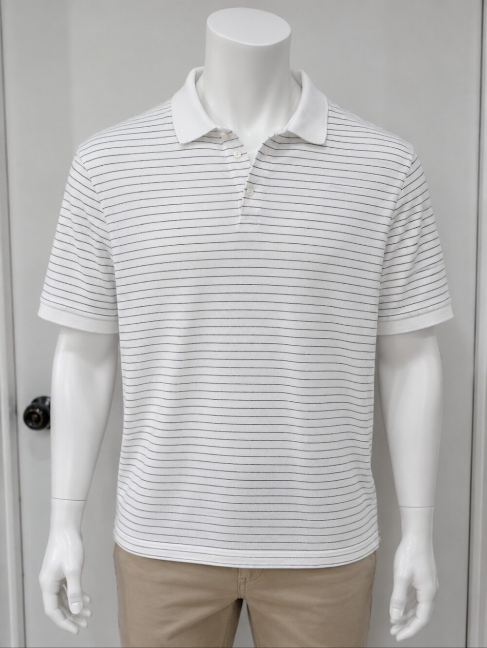 Charles Tyrwhitt White Striped Polo Shirt Men’s XL Jermyn Street London Classic